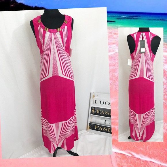 Dresses & Skirts - Fuchsia & White Maxi Dress